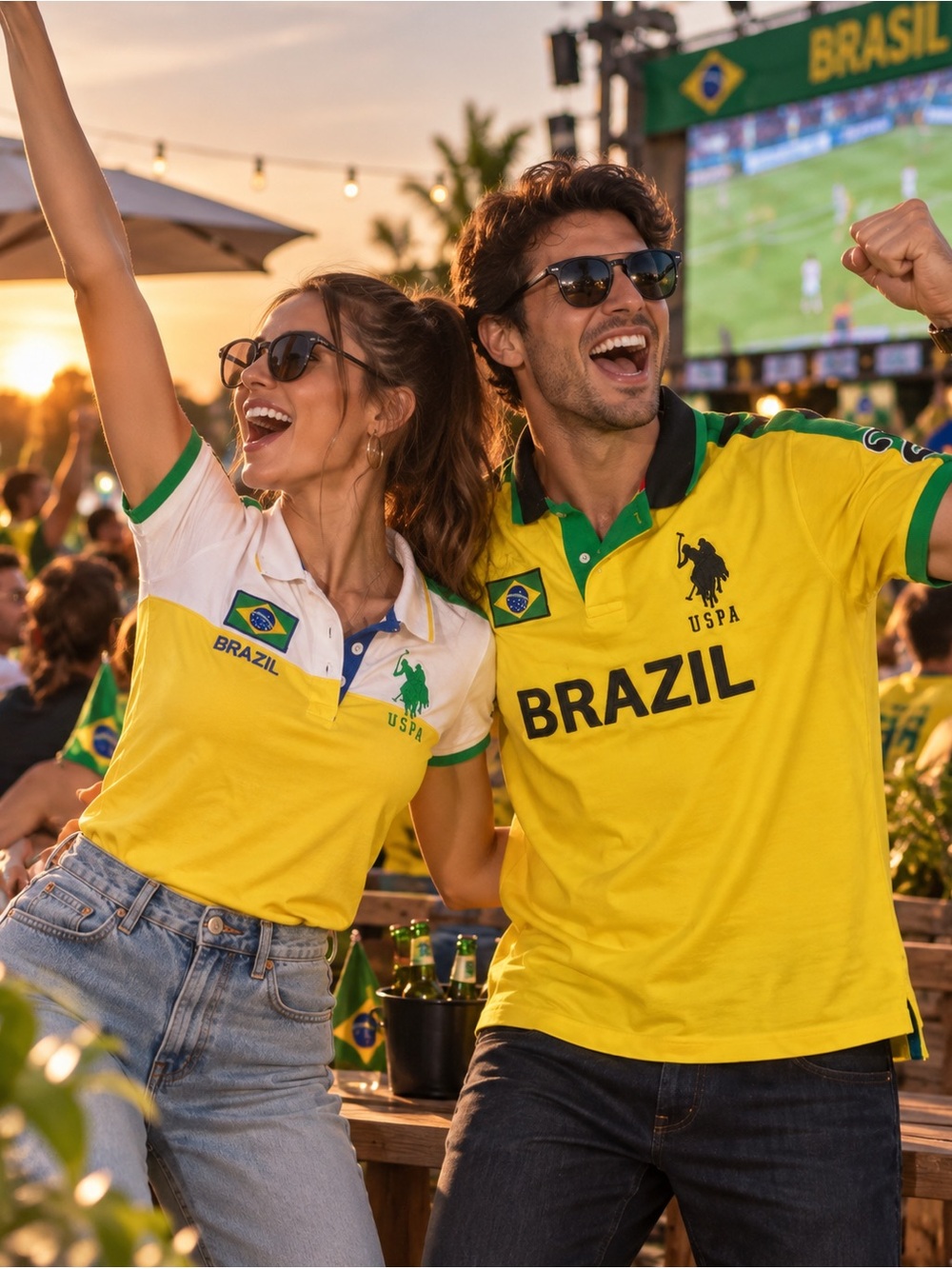 Brazil Yellow Polo Shirts - Fan Party Top